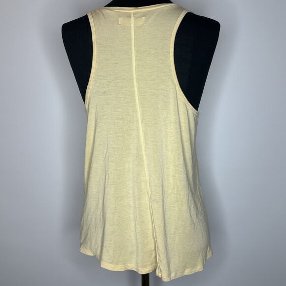 Y2K Abercrombie & Fitch Flowy Soft Racerback Tank Top Yellow Small VNeck - Picture 2 of 9